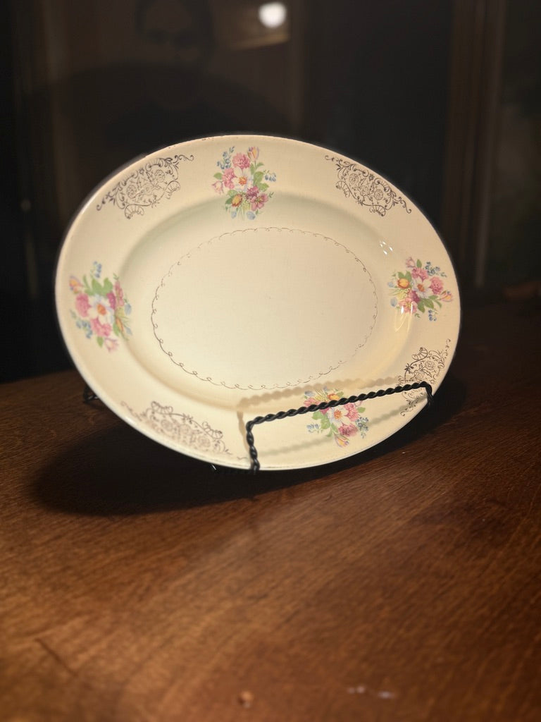 Paden City Pottery Oval Serving Platter c.1925–1940 | Antique American Floral China