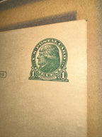 Framed 1914 One-Cent Thomas Jefferson Postal Card, Scott UX27, Green on Buff, Unused