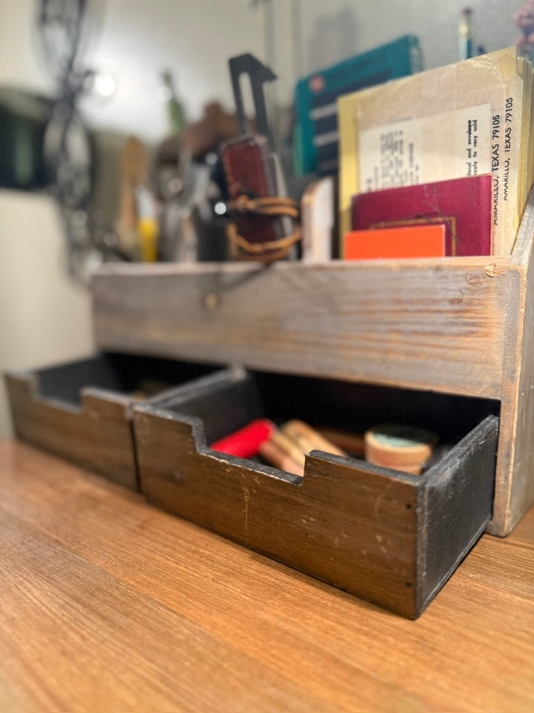 Vintage Mid-Century Gentleman's Desktop Organizer with Ephemera Collection (Reno Casino Antiques, Art - Architectural tools and Collectibles)