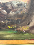 Signed 1973 Southwestern Adobe Landscape Painting by Vinnie