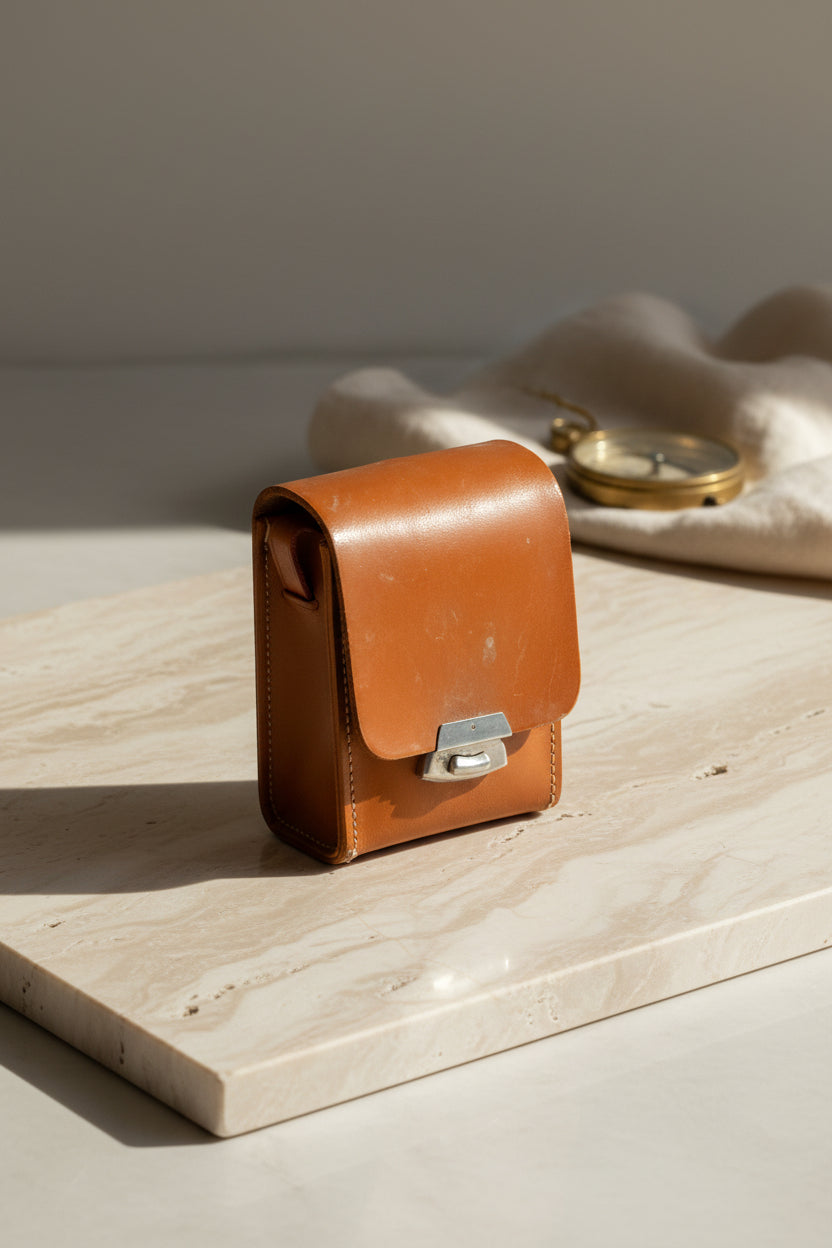 English Leather Travel Brush Case for The Broadway c. 1950s-1960s