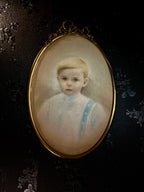 Antique Oval Child Portrait c. 1900 | Pastel & Pencil on Paper | Viridian Eclection