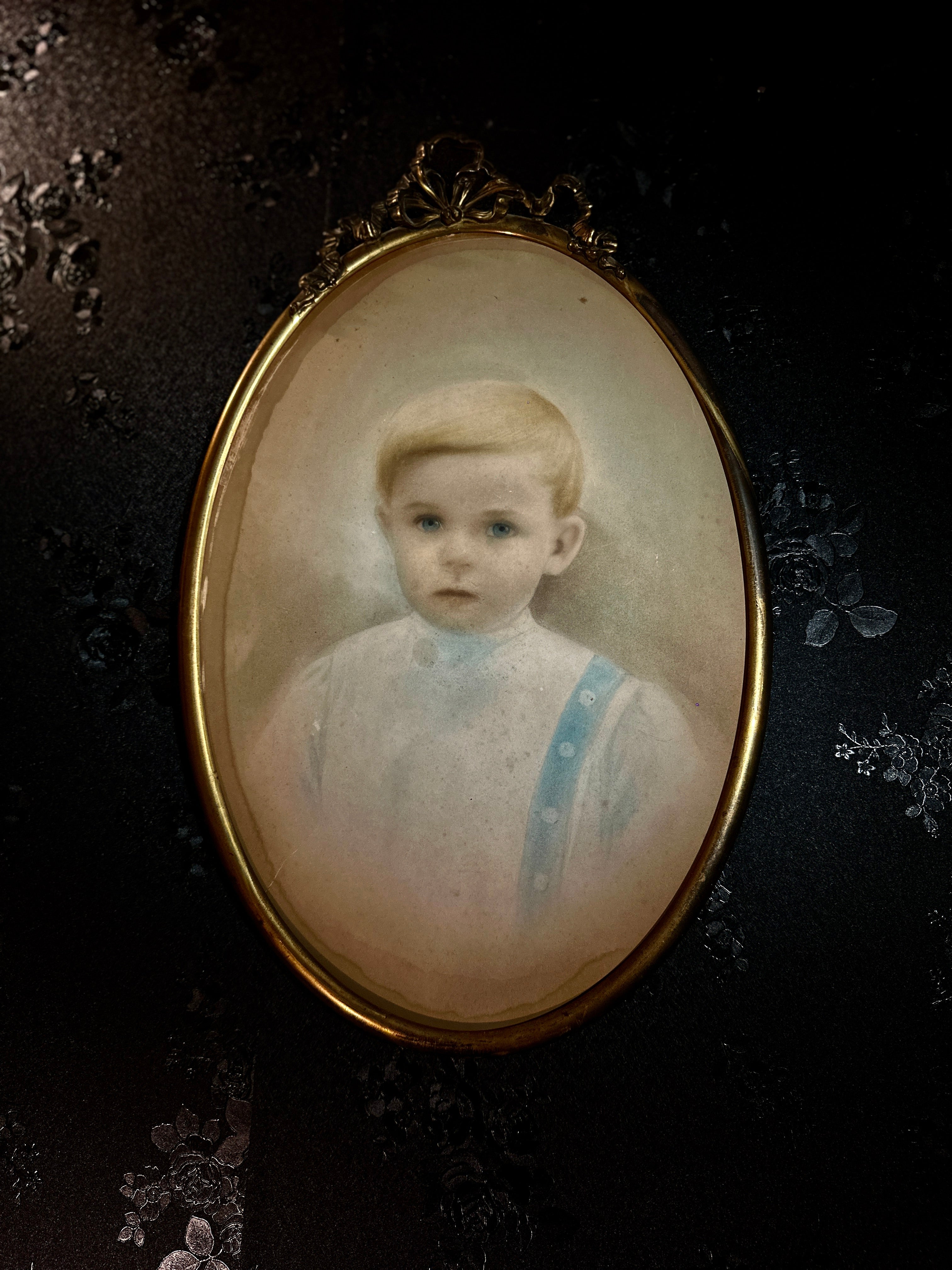 Antique Oval Child Portrait c. 1900 | Pastel & Pencil on Paper | Viridian Eclection