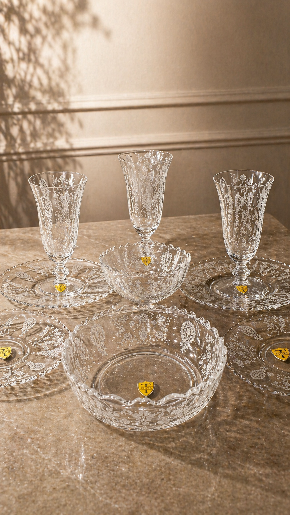 Vintage Tiffin Etched Glass Serving & Stemware Set c. 1940s–1960s | Reno, NV Antiques