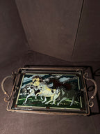 Equestrian Stained-Glass-Style Serving Tray, c. 1970s