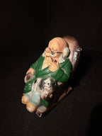 Ceramic “Retirement Fund” Coin Bank with Grandpa and Dog, c. 1960s–1970s