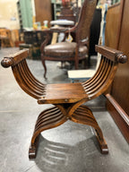 Vintage Carved Wood Folding Luggage Rack / Suitcase Stand, Circa 1930s–1950s