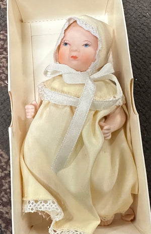 Walt Disney Productions Baby Doll, c. 1970s | Tagged Nursery Doll in Cream Gown