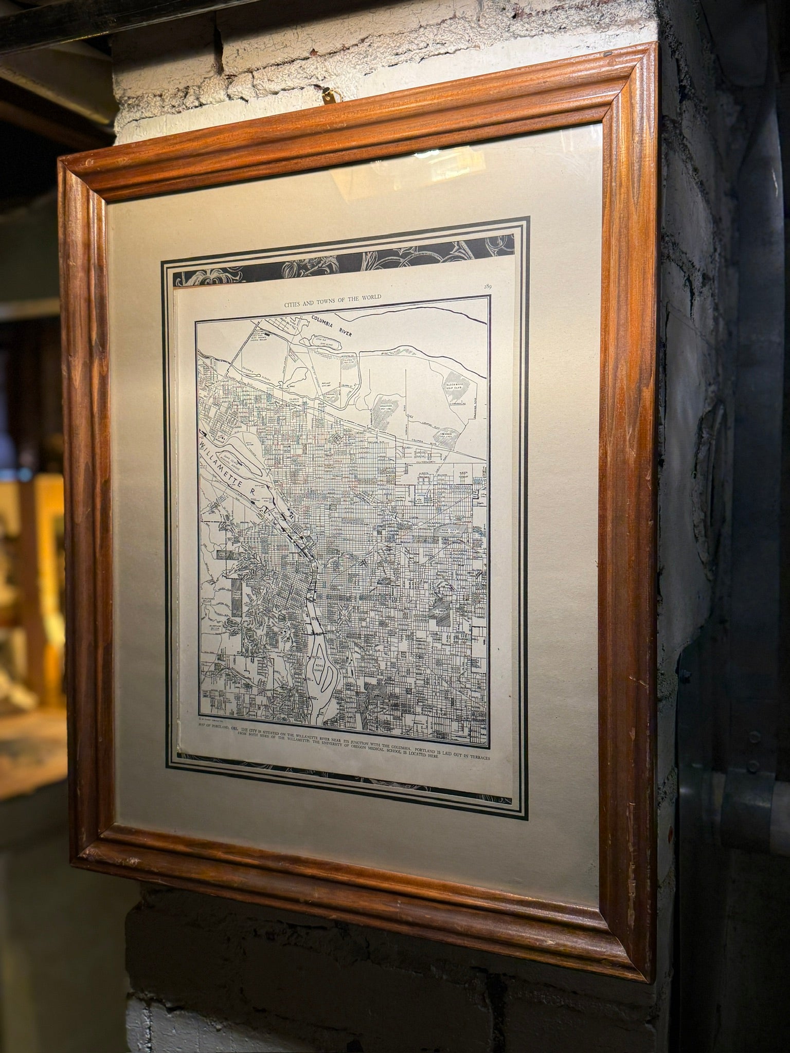 1939 Collier’s Map of Portland, Oregon | Framed City Map in Antique Wood Frame