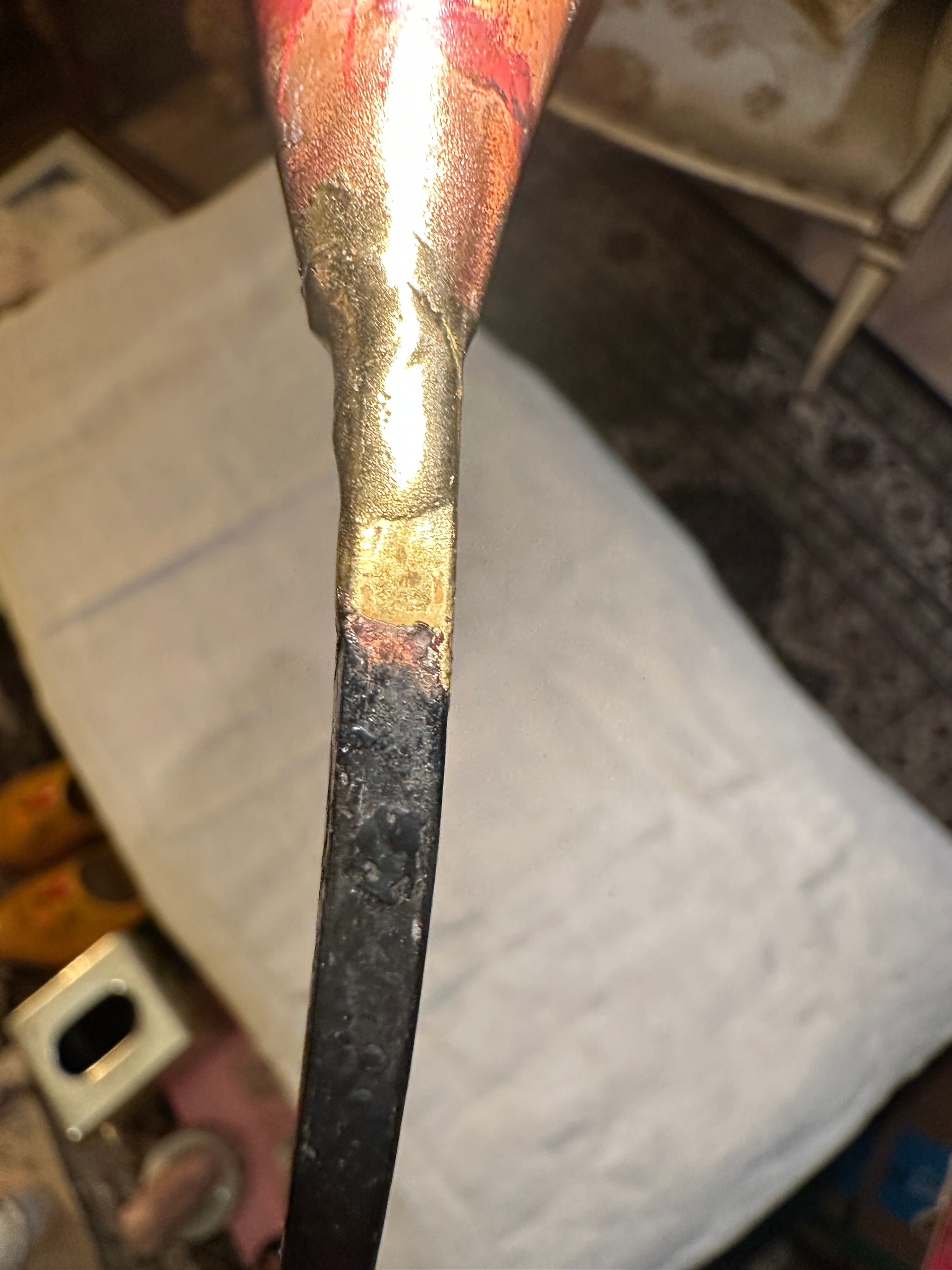Vintage Hand-Forged Iron Candle Snuffer with Calla Lily Cone, c. 1930s–1950s