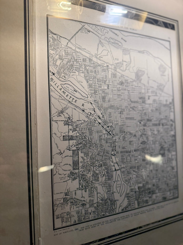 1939 Collier’s Map of Portland, Oregon | Framed City Map in Antique Wood Frame
