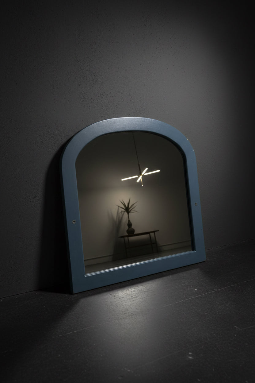 Early 20th Century Arched Dresser Mirror in Slate Blue, c. 1920–1940