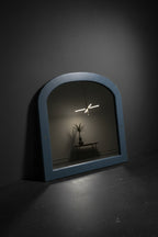 Early 20th Century Arched Dresser Mirror in Slate Blue, c. 1920–1940