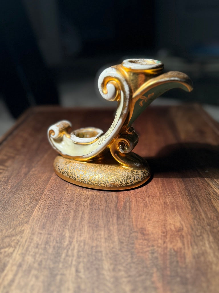 Gilt Rococo Scroll Double Candleholder, c. Early-to-Mid 20th Century