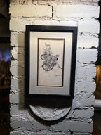 Mid Century Signed Figurative Ink Drawing of Figures Entwined with Bicycle c. 1950s
