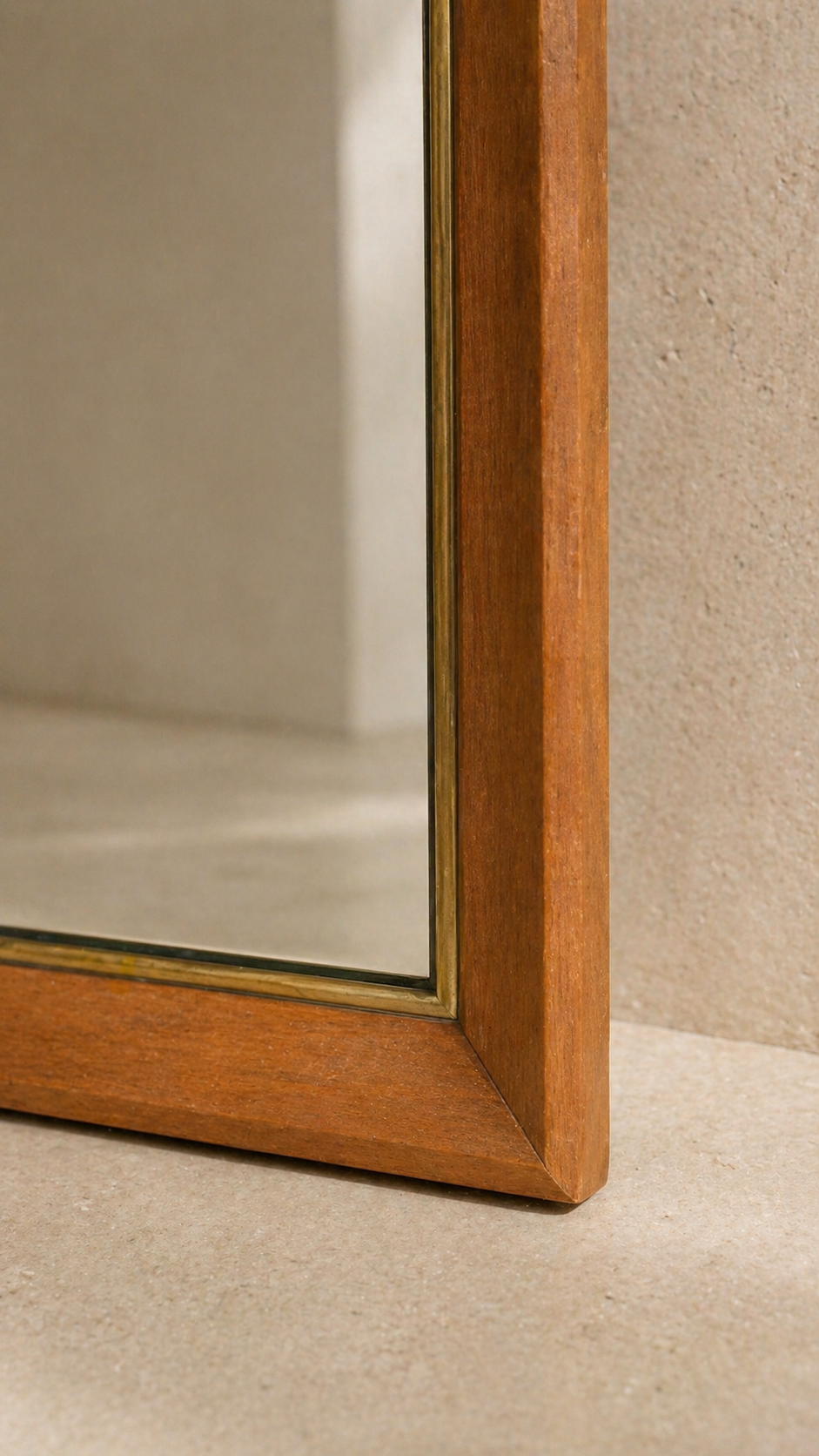 Vintage Mid-Century Wood Wall Mirror,
