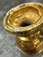 Cast Brass Lamp Column Element with Hand-Chased Gadrooned Cup over a Punched Sphere, Threaded Through for Rod Assembly, c. 1870–1920