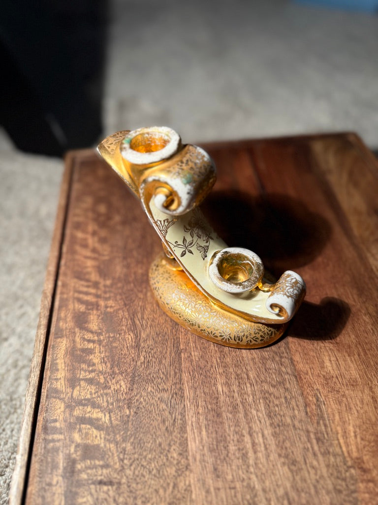 Gilt Rococo Scroll Double Candleholder, c. Early-to-Mid 20th Century