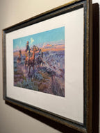 1909 Charles M. Russell “Last of the Herd” Lithograph | Brown & Bigelow Western Print | Early 20th Century Framed Americana
