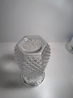 Hoosier Glass Diamond-Point Flower Vase, Pressed Clear Glass with Flared Collar, c. 1955–1975