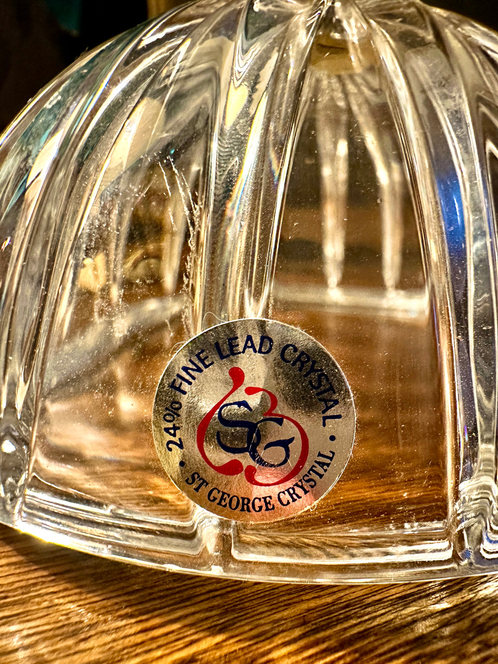 Italian St George Crystal Lidded Dish, 24% Lead Crystal, Late 20th Century