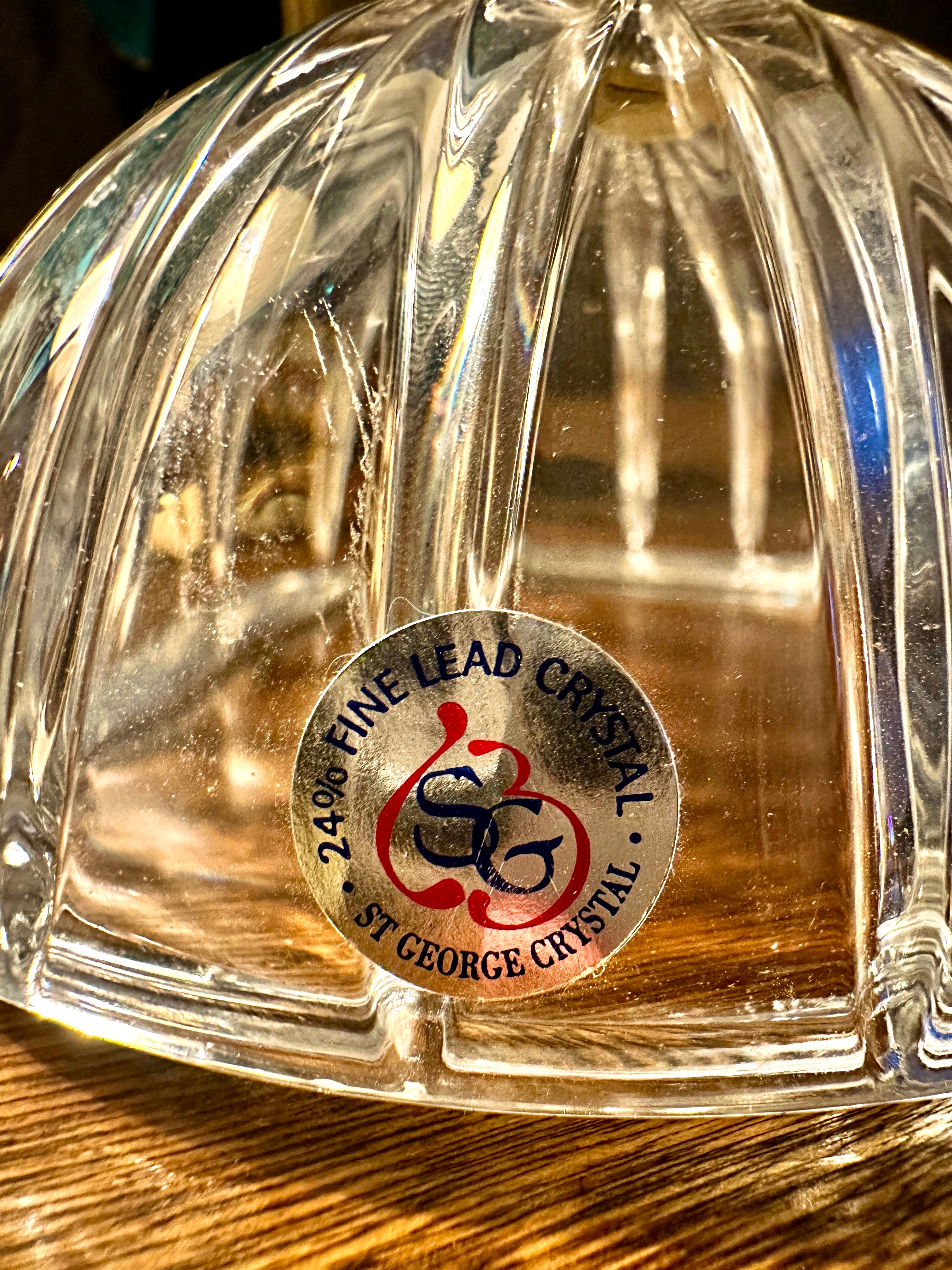 Italian St George Crystal Lidded Dish, 24% Lead Crystal, Late 20th Century