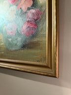 Mid-Century Floral Still Life Oil Painting Signed McAuley (c. 1955)