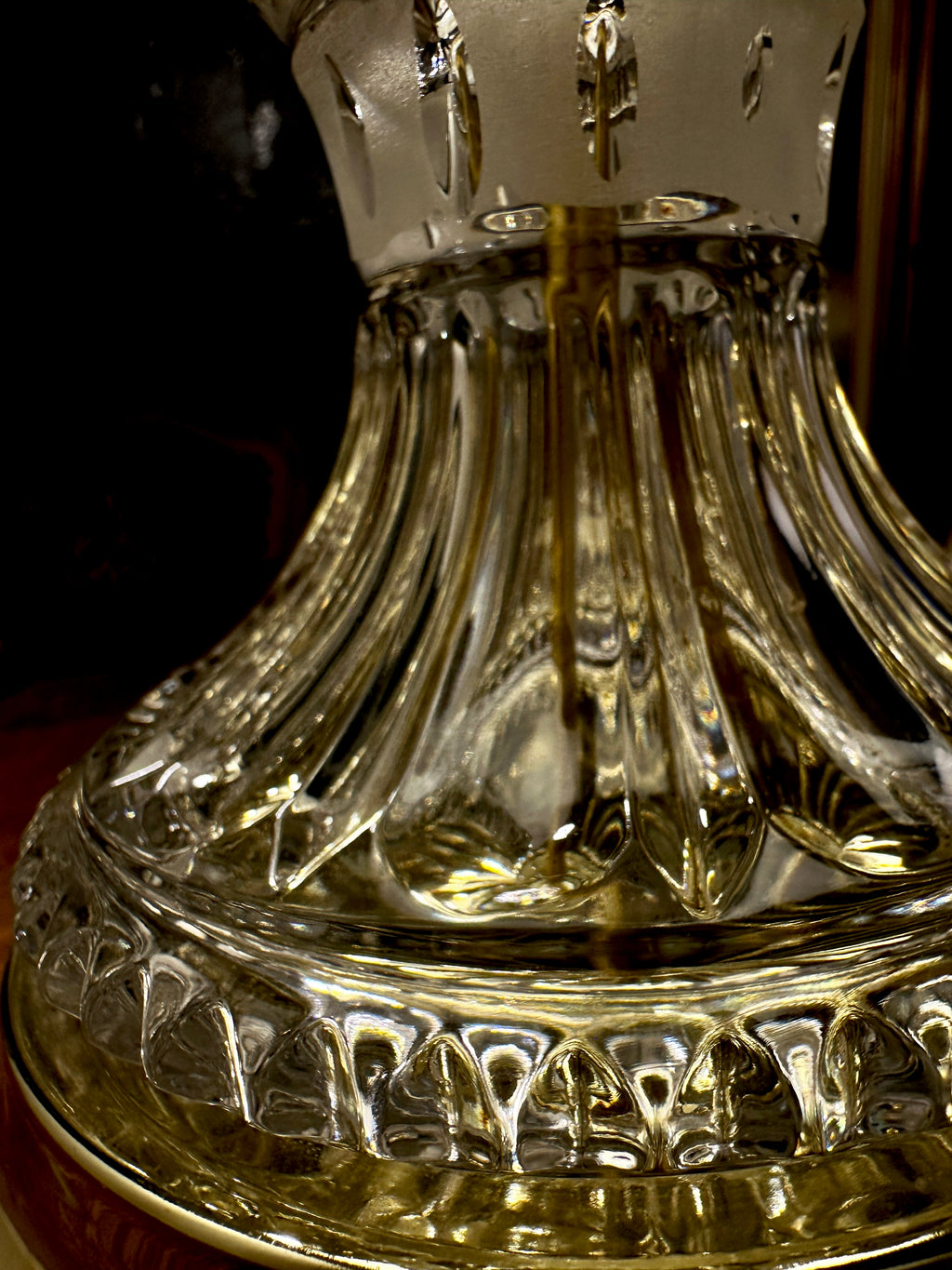 Pair of Vintage Cut Glass Table Lamps with Brass Bases | Neoclassical Revival Lighting