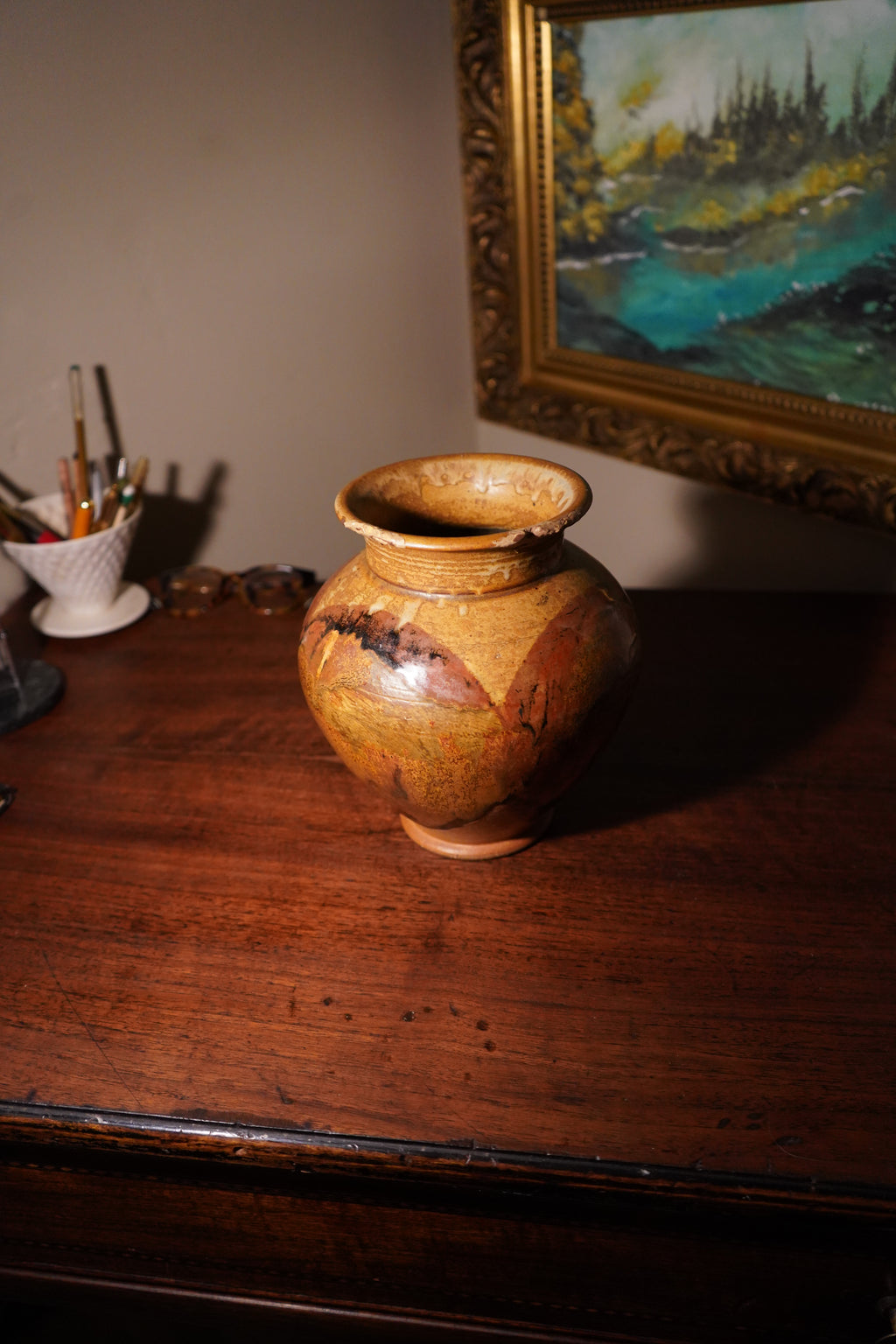 Chris Petersen Signed Studio Pottery Vase, c. Late 20th Century, c 1970s