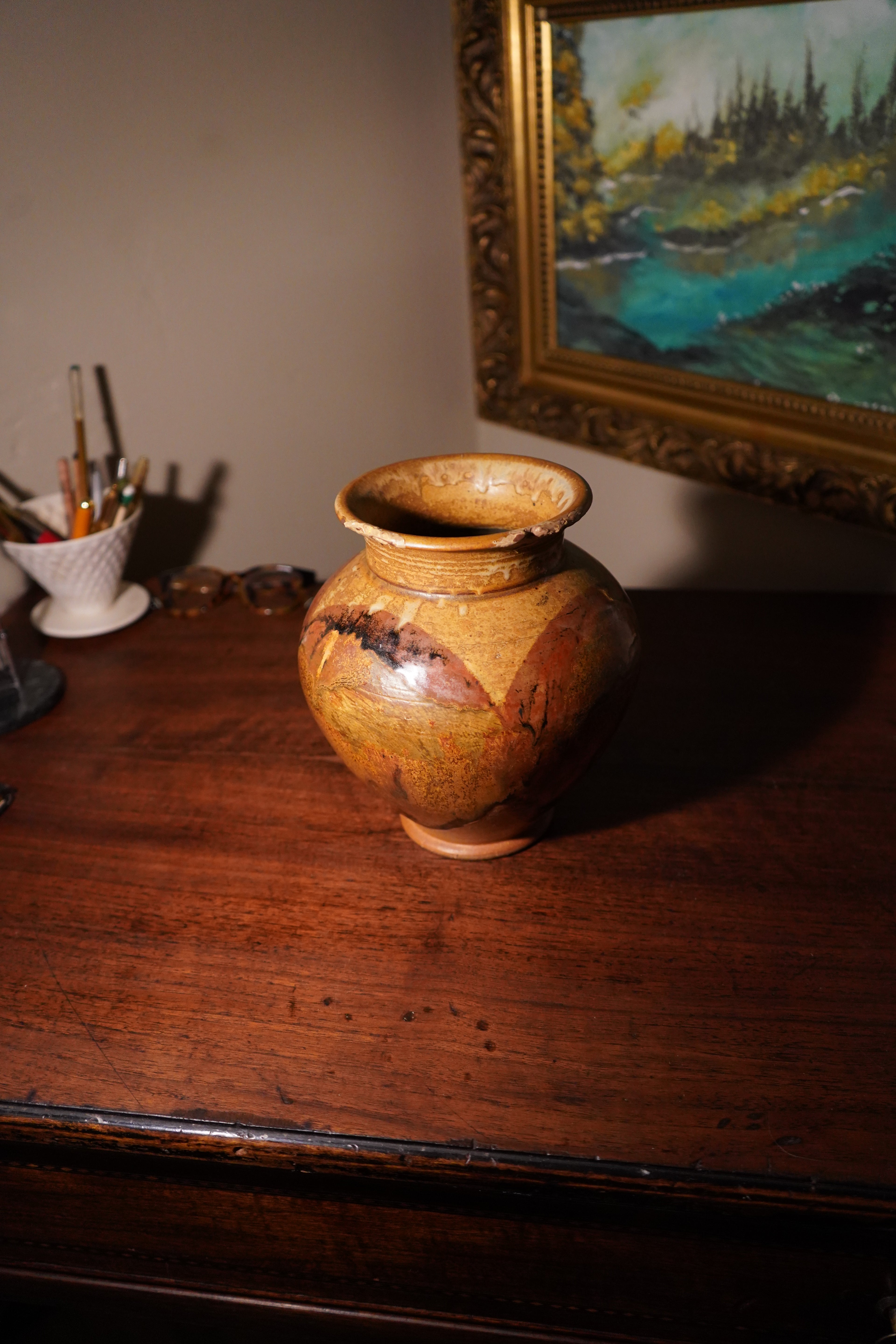 Chris Petersen Signed Studio Pottery Vase, c. Late 20th Century, c 1970s