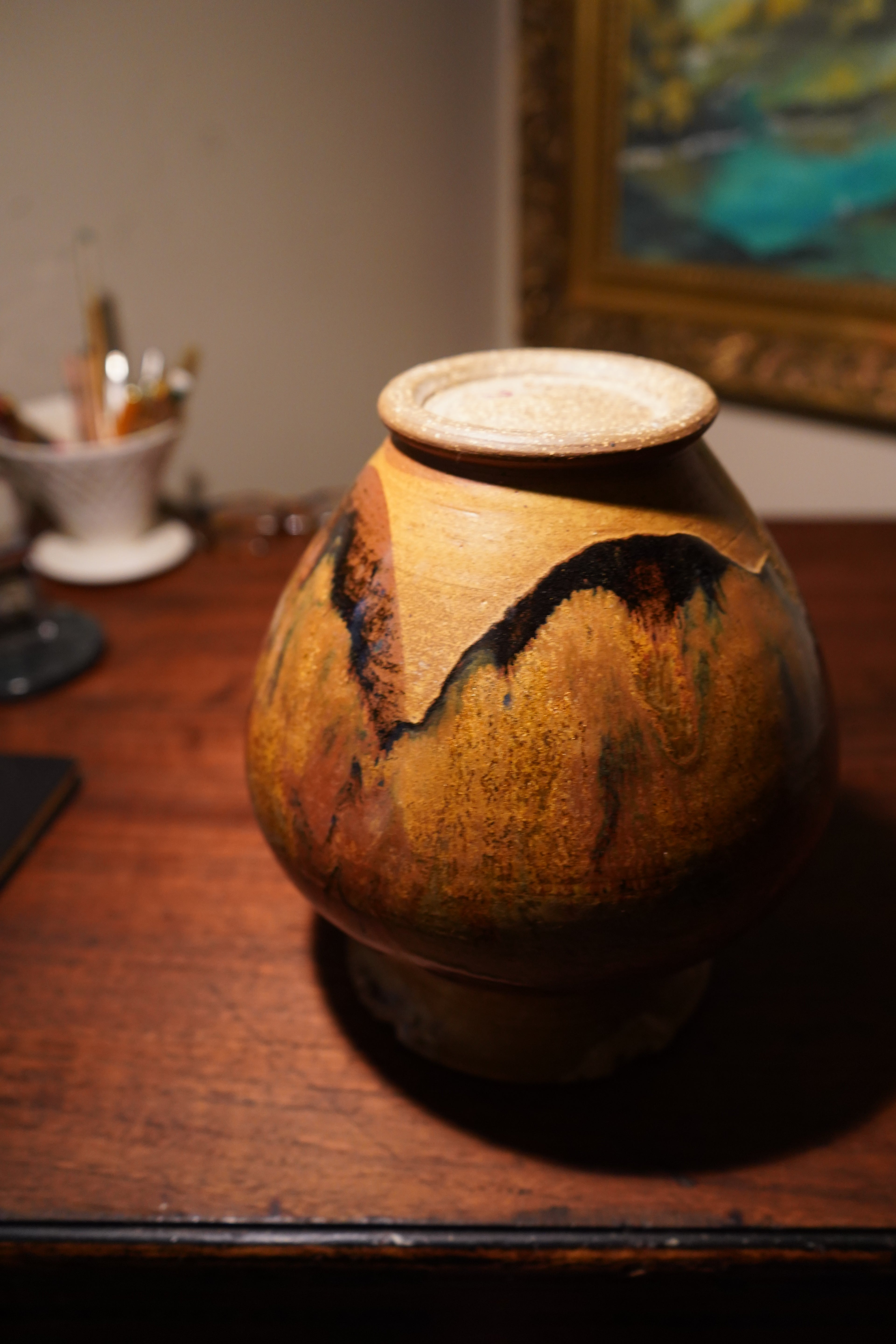 Chris Petersen Signed Studio Pottery Vase, c. Late 20th Century, c 1970s