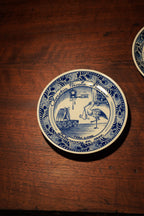 Pair of Vintage Delft Blue Personalized Birth Plates, c. 1980s