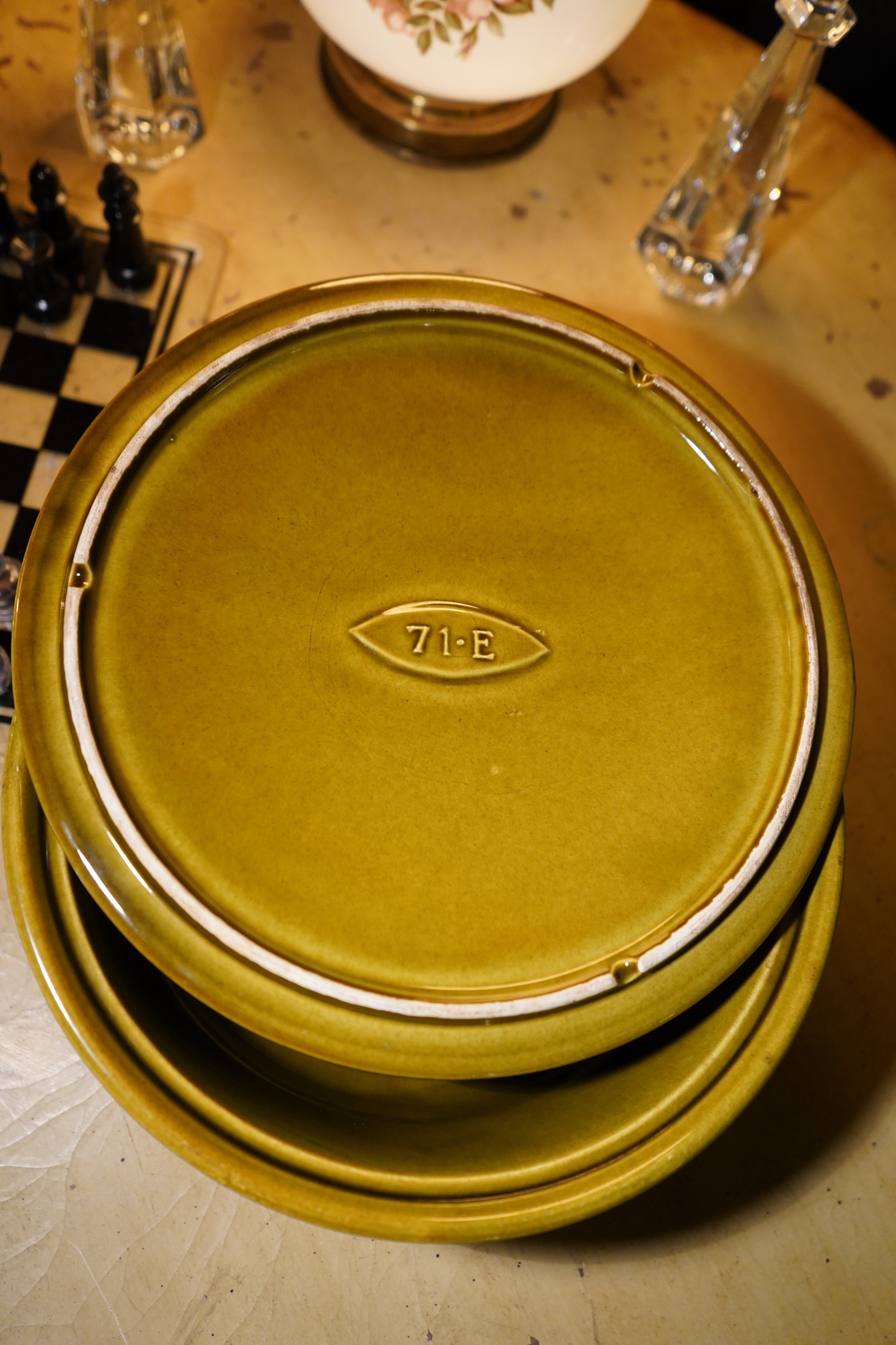 Vintage Mid Century California Pottery Olive Green Covered Serving Dish, c. 1950s–1960s