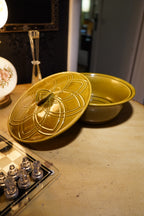 Vintage Mid Century California Pottery Olive Green Covered Serving Dish, c. 1950s–1960s