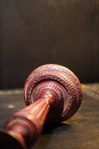 Early 20th-Century Red Painted Copper-Alloy Neoclassical Candlestick, c. 1920s–1940s