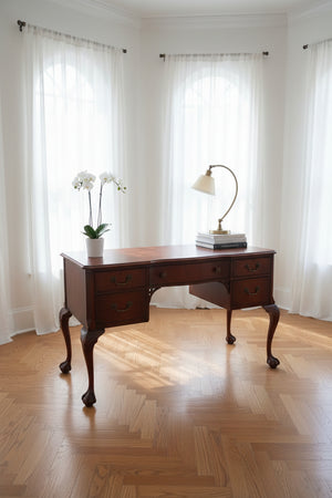 1940s Kindel Grand Rapids Queen Anne Revival Writing Desk