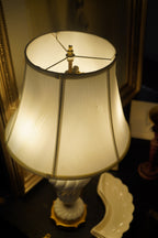 1960s Ivory Ceramic Urn Table Lamp with Gold Accents