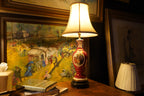 Porzellan-Manufaktur Plaue Romantic Scene Porcelain Table Lamp, c. 1940–1960