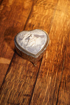 Vintage Heart-Shaped Musical Jewelry Box with Romantic Relief Lid, c. 1980s