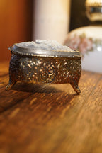 Vintage Heart-Shaped Musical Jewelry Box with Romantic Relief Lid, c. 1980s