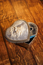Vintage Heart-Shaped Musical Jewelry Box with Romantic Relief Lid, c. 1980s