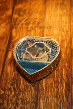 Vintage Heart-Shaped Musical Jewelry Box with Romantic Relief Lid, c. 1980s