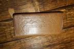 Vintage Tooled Leather Checkbook Cover, Embossed Geometric Design c 1950s