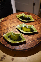 California Studio Pottery Olive Green Relish Dishes, Set of Three, c. 1945-1955