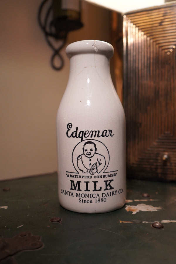 Edgemar Milk Stoneware Bottle, c. 1960s Santa Monica Dairy Co. Advertising Piece