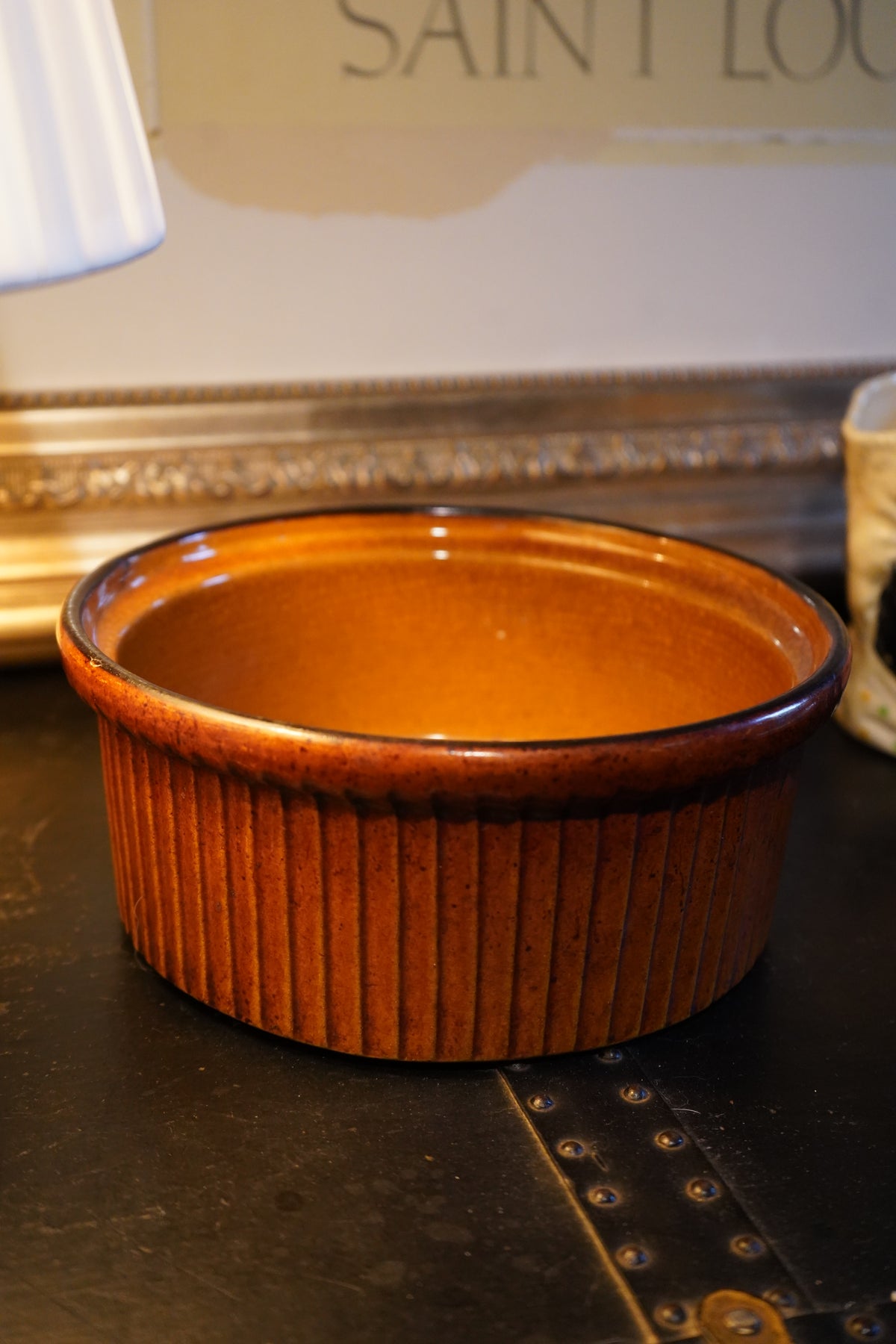 Mid Century French Stoneware Soufflé Dish, c. 1960s "La Cigogne" Alsatian Kitchen Ware