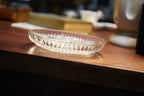 Pressed-Glass Three-Part Divided Relish Server, Fan-and-Diamond Pattern, Mid-Century c 1940-60s