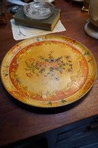 Japanese "Venetian" Papier-Mâché Charger, Ochre Ground with Rococo Floral &amp; Gilt Scrollwork, circa 1920s–30s