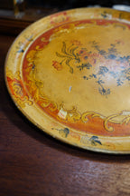 Japanese "Venetian" Papier-Mâché Charger, Ochre Ground with Rococo Floral &amp; Gilt Scrollwork, circa 1920s–30s