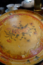 Japanese "Venetian" Papier-Mâché Charger, Ochre Ground with Rococo Floral &amp; Gilt Scrollwork, circa 1920s–30s